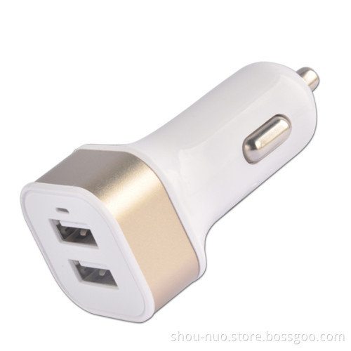 Car charger 3 in 1 with outlet usb port two,for iphone 6 high speed mobile car chargers,for iphone 5 car multi charger